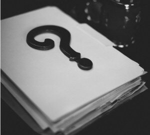 question-mark Large metal paperweight in the shape of a question mark
